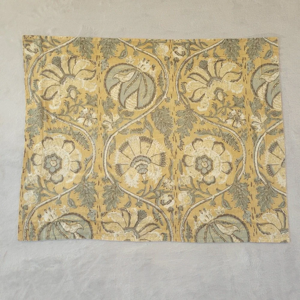 Pottery Barn Yellow and Sage Floral Medallion standard pillow sham